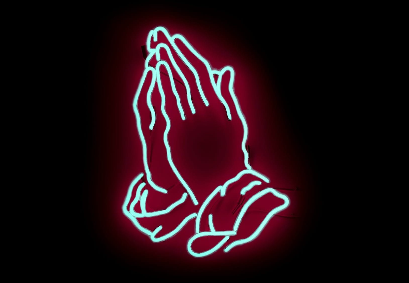 praying hand neon signage